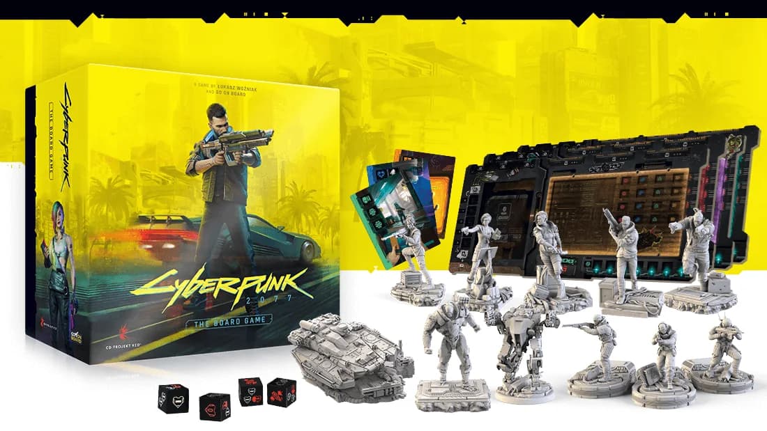 Pudełko Cyberpunk 2077 - The Board Game z figurkami
