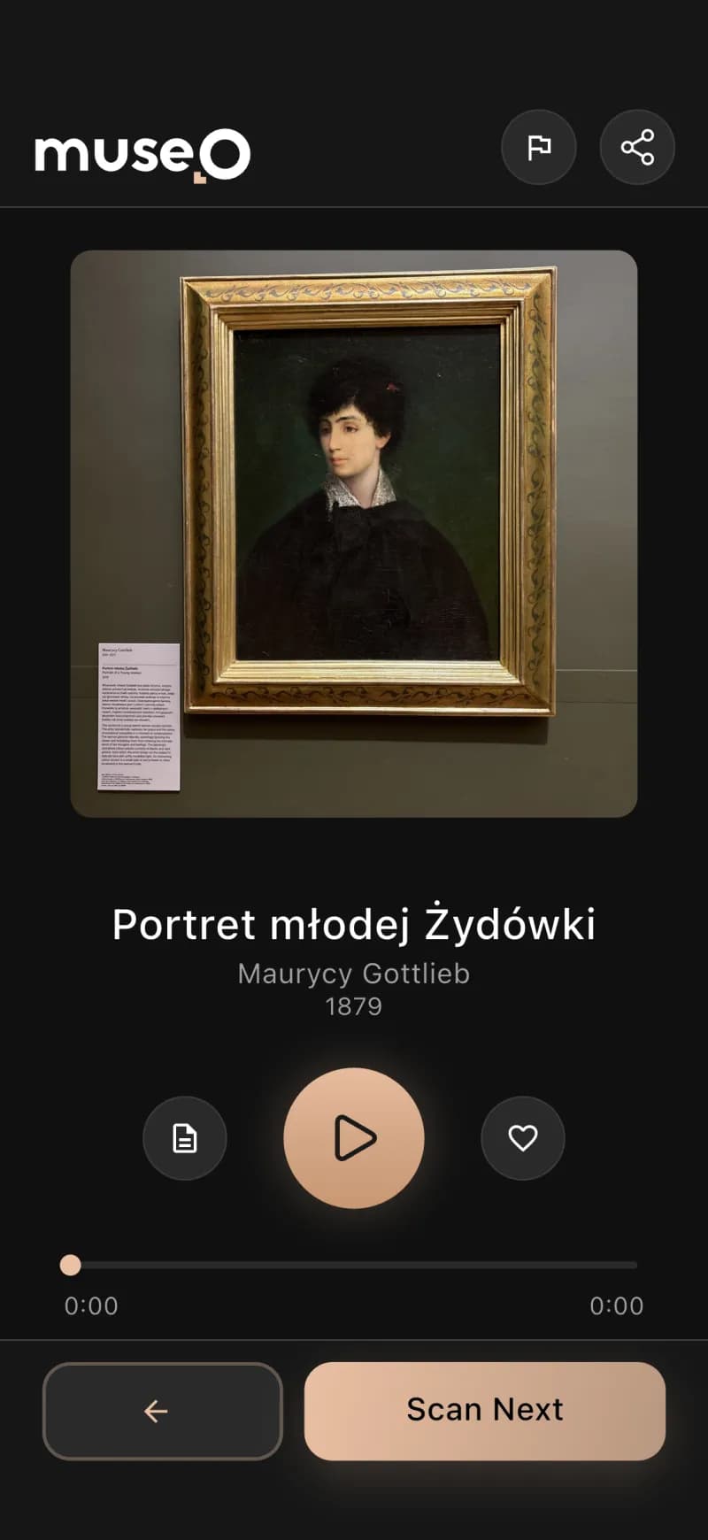 Prawdziwe dzieło zeskanowane i rozpoznane w aplikacji Museo