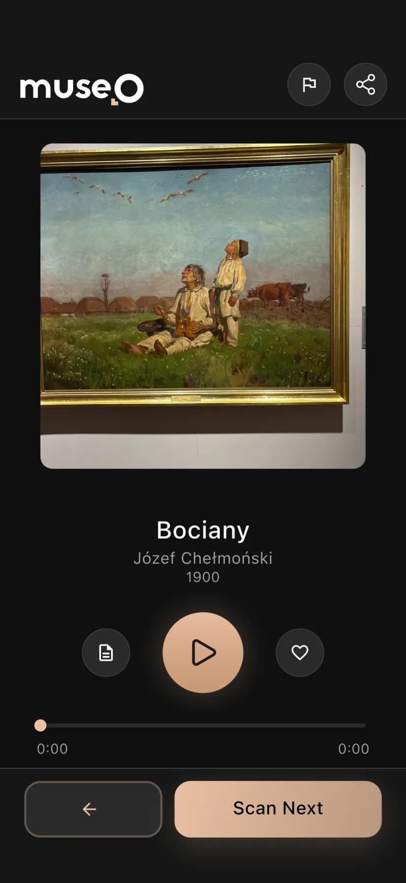 Prawdziwe dzieło zeskanowane i rozpoznane w aplikacji Museo