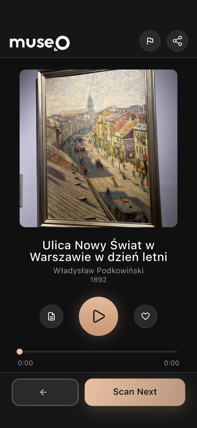 Prawdziwe dzieło zeskanowane i rozpoznane w aplikacji Museo