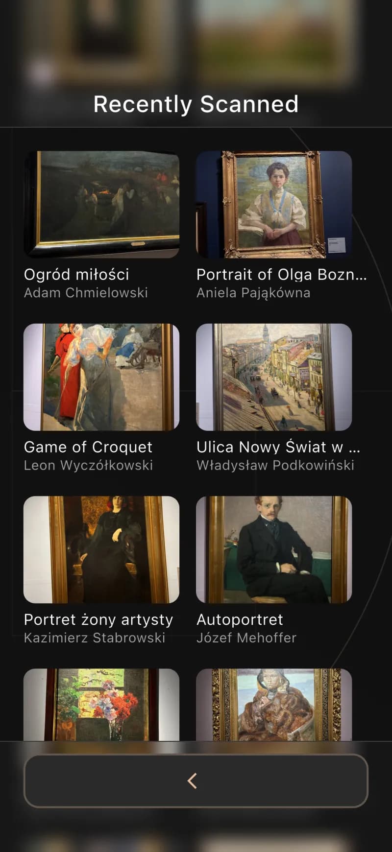 Prawdziwe dzieło zeskanowane i rozpoznane w aplikacji Museo