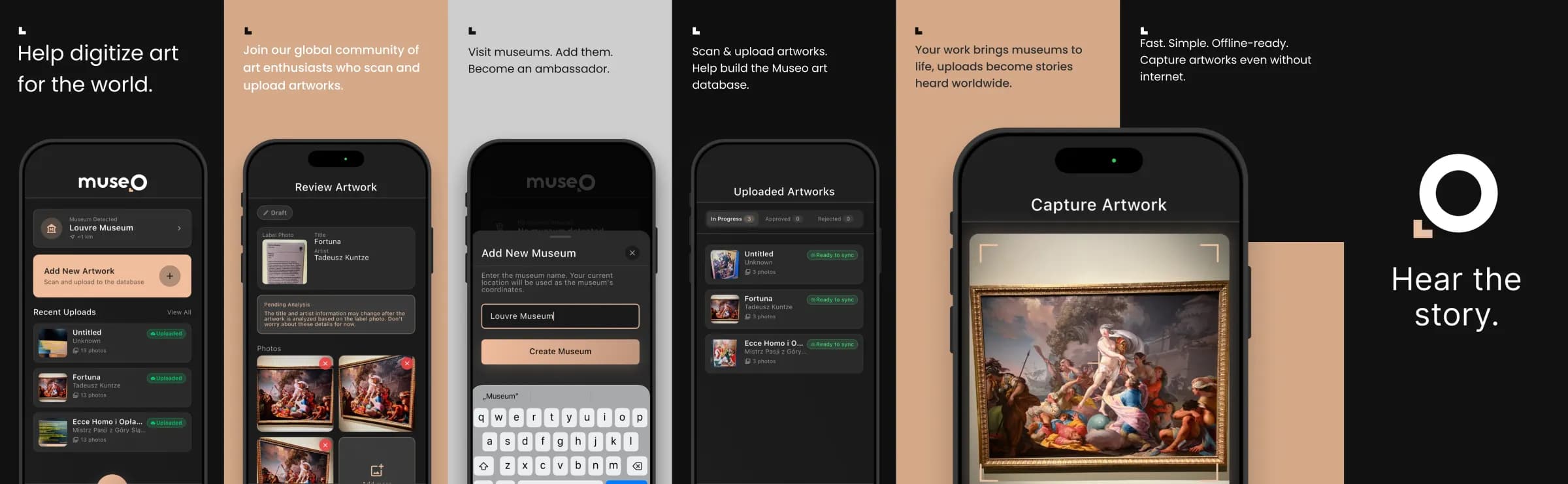 The Museo Ambassador app — App Store screens