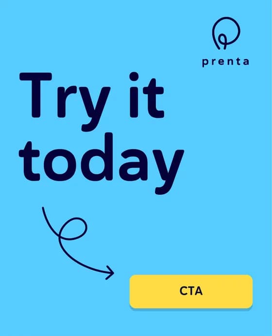 Call to action post: Try it today, with the hand-drawn arrow and a yellow button
