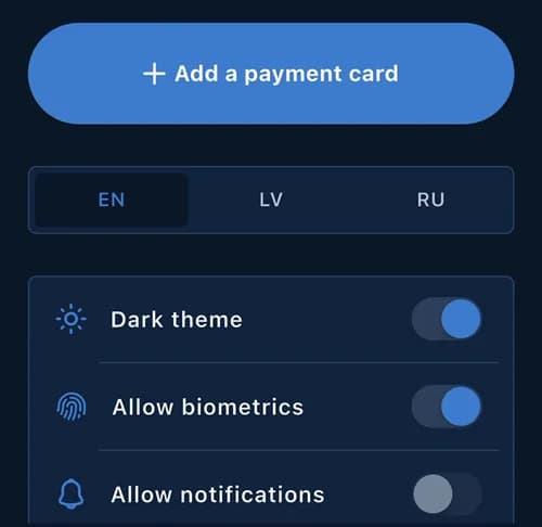 Profile settings in English