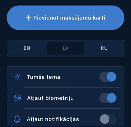 Profile settings in Latvian