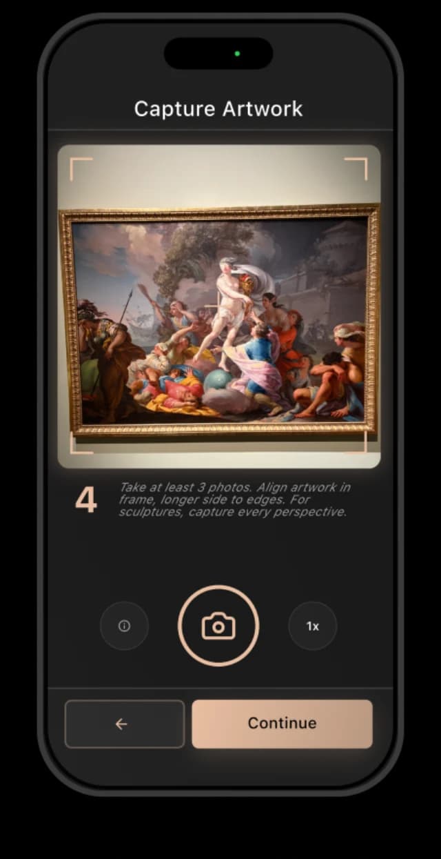 Museo Ambassador app — capturing an artwork